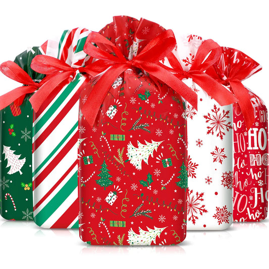 Containlol 50 Stück Weihnachts-Geschenkbeutel mit Kordelzug, Süßigkeitenbeutel, Snacktüten, und Geschenktüten für Weihnachtsfeier, Verpackungsbedarf
