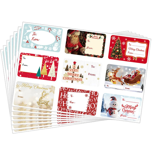 Weihnachtsgeschenkanhänger 135 Stk. Selbstklebende Weihnachtsaufkleber Etiketten