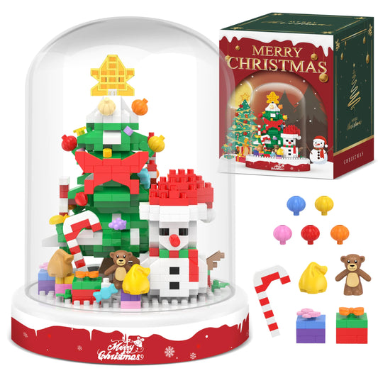 Weihnachtsbaum Schneemann Bauklötze 516 PCS Spielzeug-Bausätze Weihnachtsdekoration Weihnachtsschmuck-Bausatz mit Staubschutz Weihnachtsbaum Spielzeug für Kinder und Erwachsene
